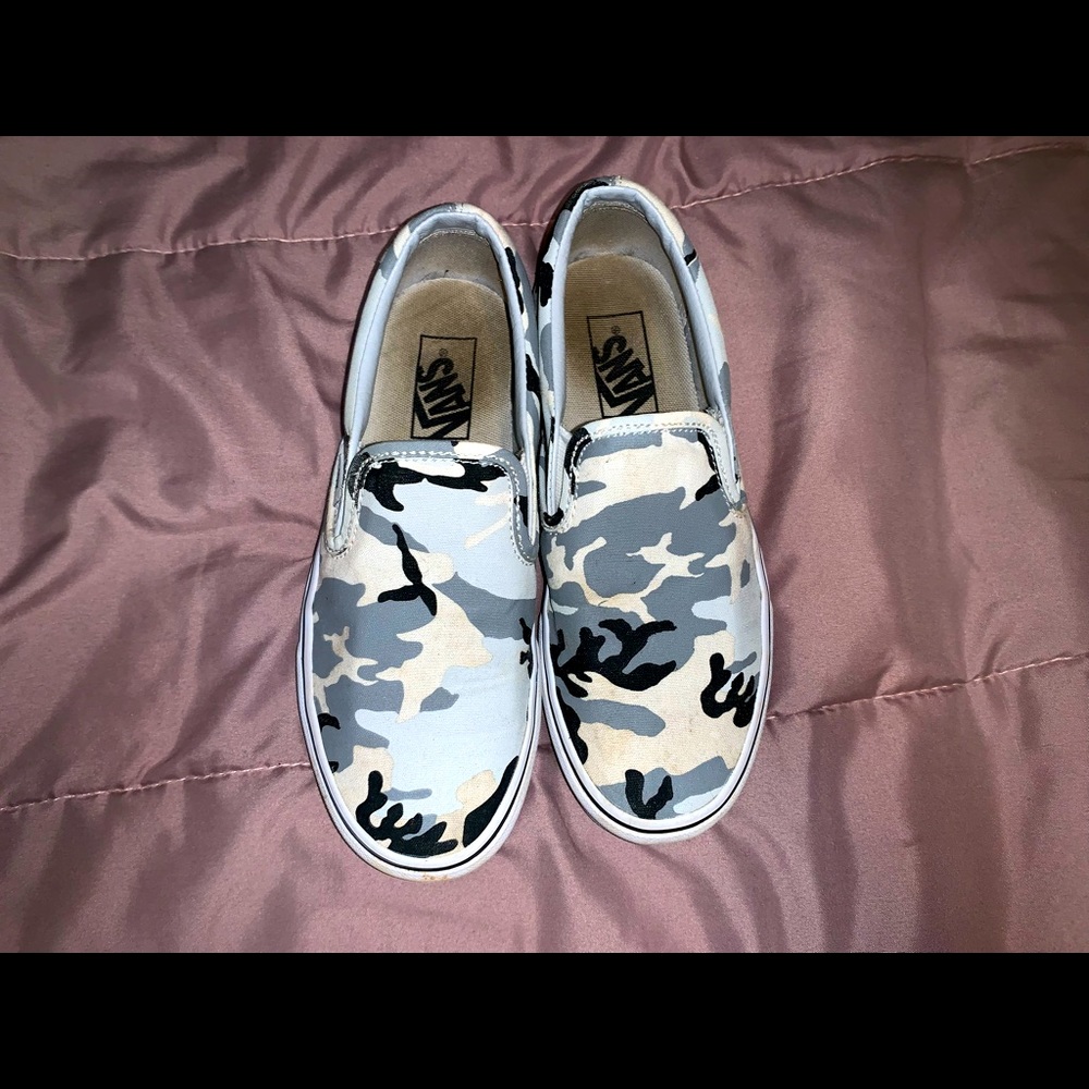 Grey/white camo vans
